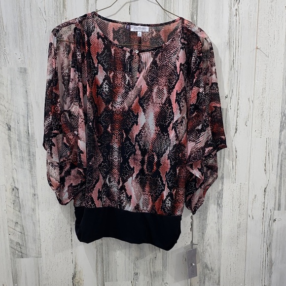 Jennifer Lopez Tops - 0912 Jennifer Lopez Pink and Black Snake Print Blouse